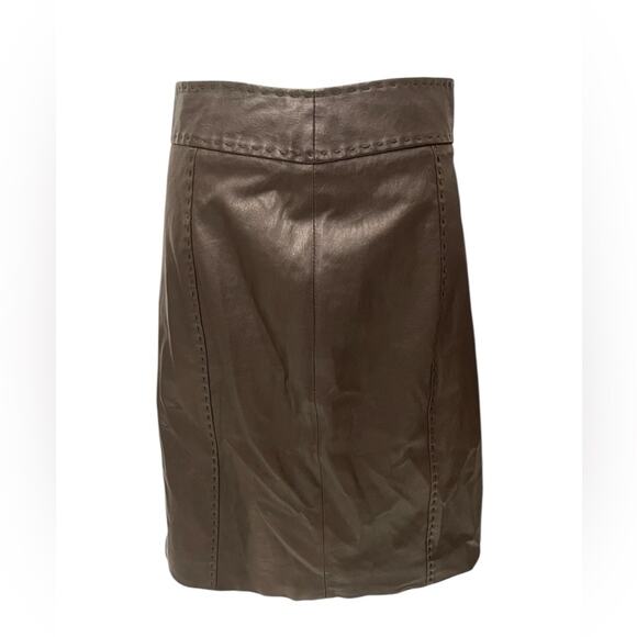 Kiton Dresses & Skirts - KITON Woman Dark Brown Faux Leather Skirt Size:46